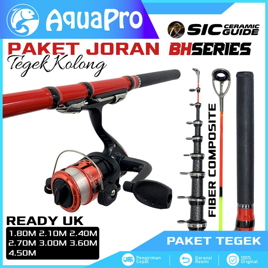 dopemani - joran tegek teleskopik high carbon + reel pancing lentur portable