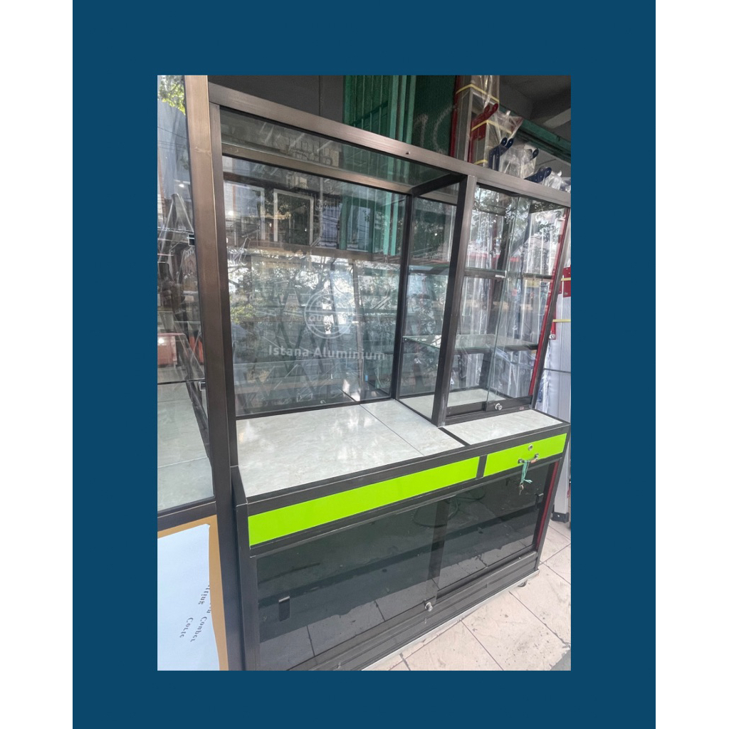 Gerobak / Lemari / Booth Jualan Makanan/Minuman Minimalis Aluminium