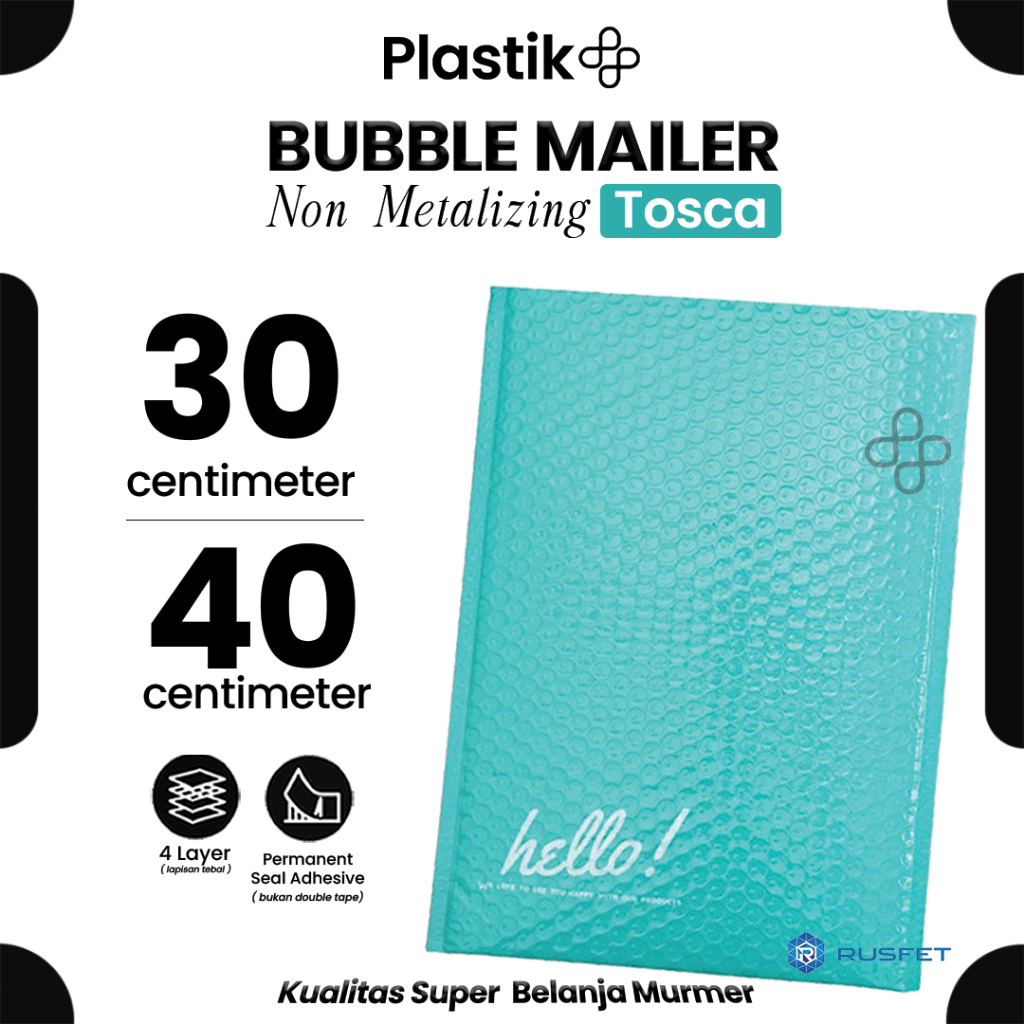 

Amplop Security Bubble Mailer Tosca (Biru) Glossy 30 x 40cm Premium Solid Color Rusfet Harga Satuan