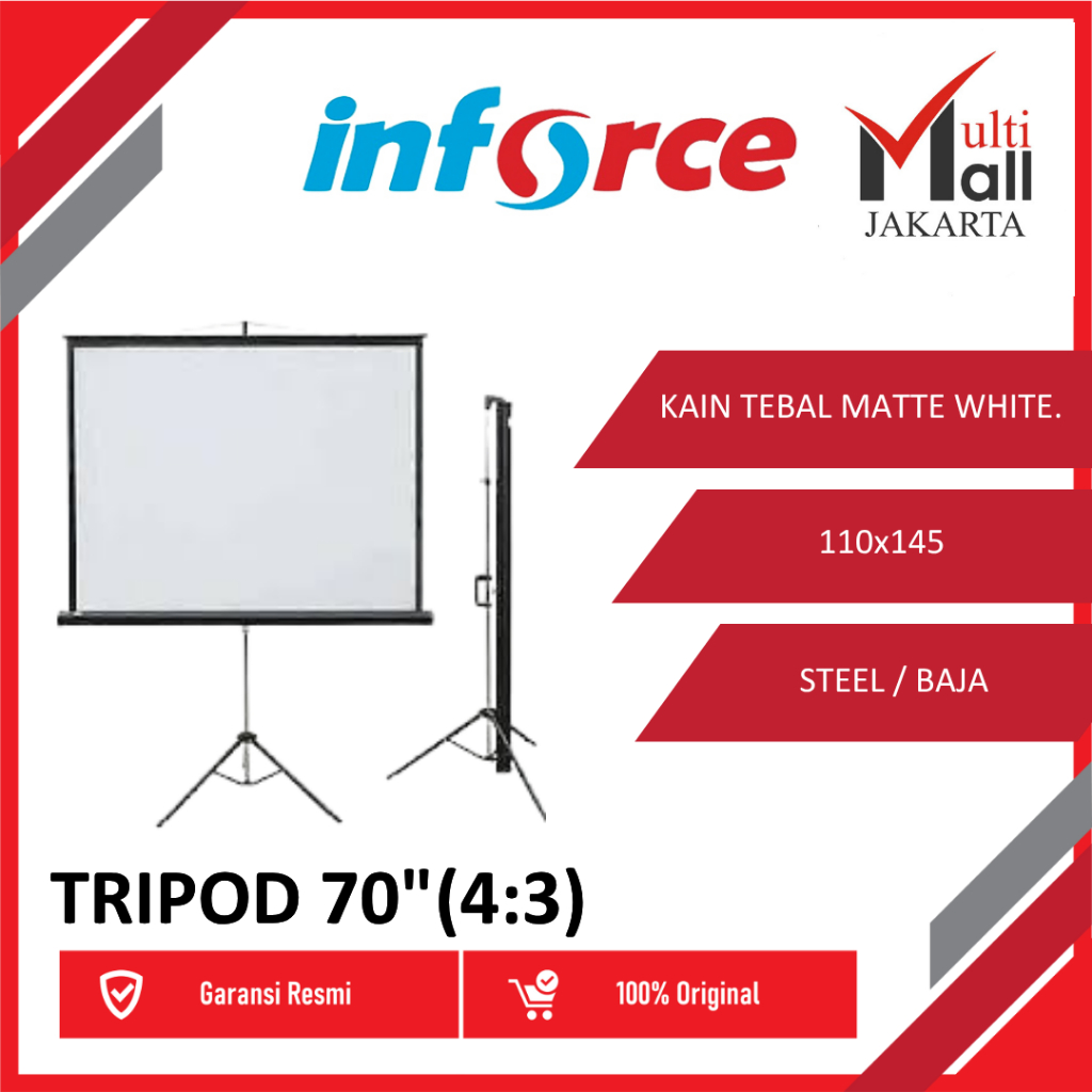 Inforce Tripod Screen Projector 70 4:3 / Layar Proyektor Inforce 70"