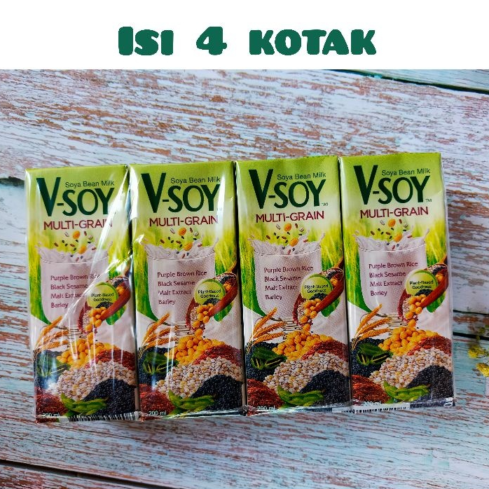 

1 pack 4pcs 200ml Vsoy Milk Susu Kedelai Multi grain Exp. Mei 2026