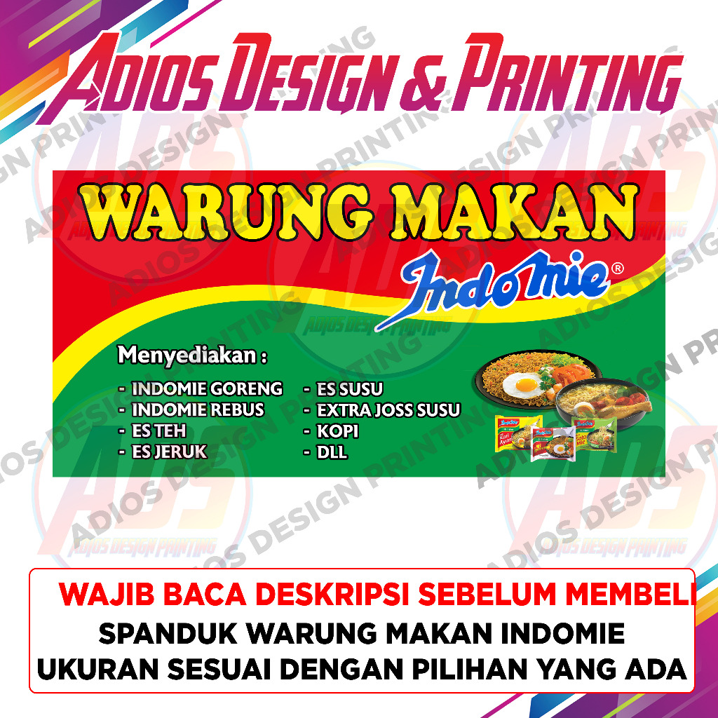 Spanduk Banner Warmindo / Banner Spanduk Warmindo / Banner Spanduk Warung Makan Indomie