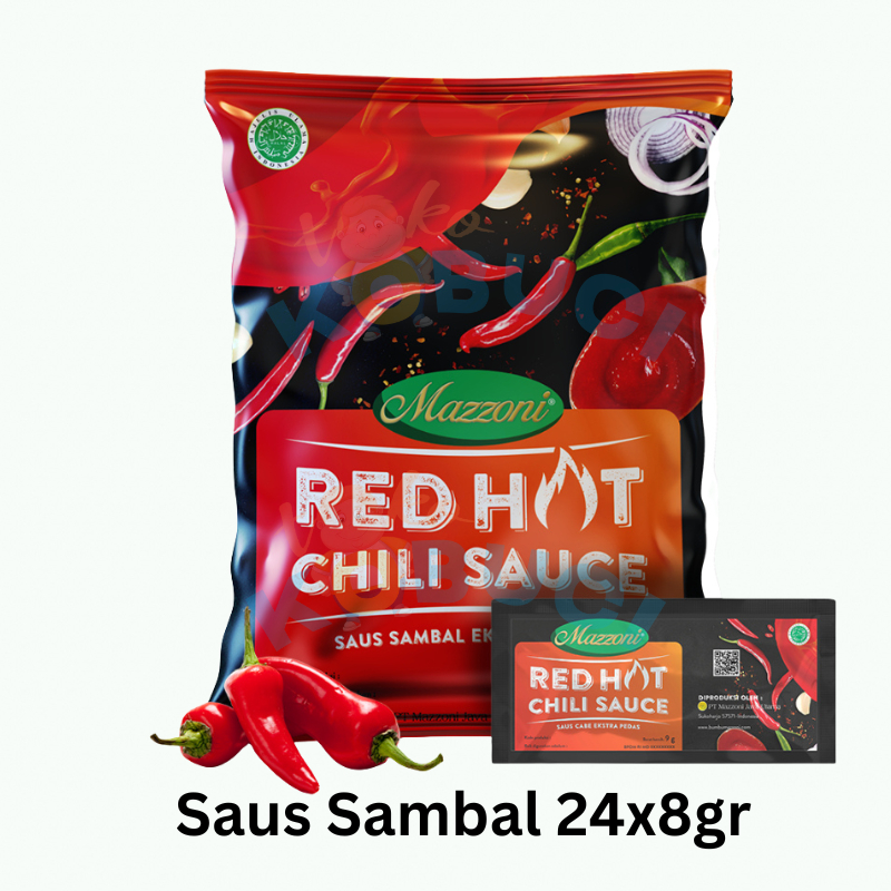 

Mazzoni Red Hot Chili Sauce 24x8 gr Saus Sambal Sachet / Saset