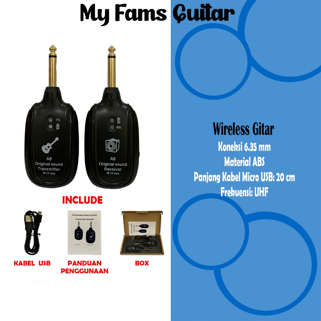 Wireless Jack Gitar Listrik Jack Akustik Gitar Transmitter