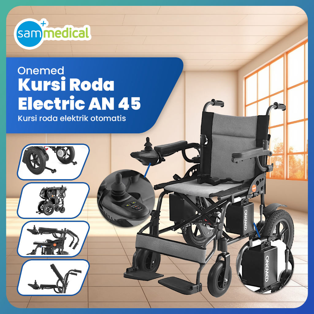 Onemed Kursi Roda Electric AN 45 / Kursi Roda Elektrik / Kursi Medis / Wheelchair / Kursi Dorong