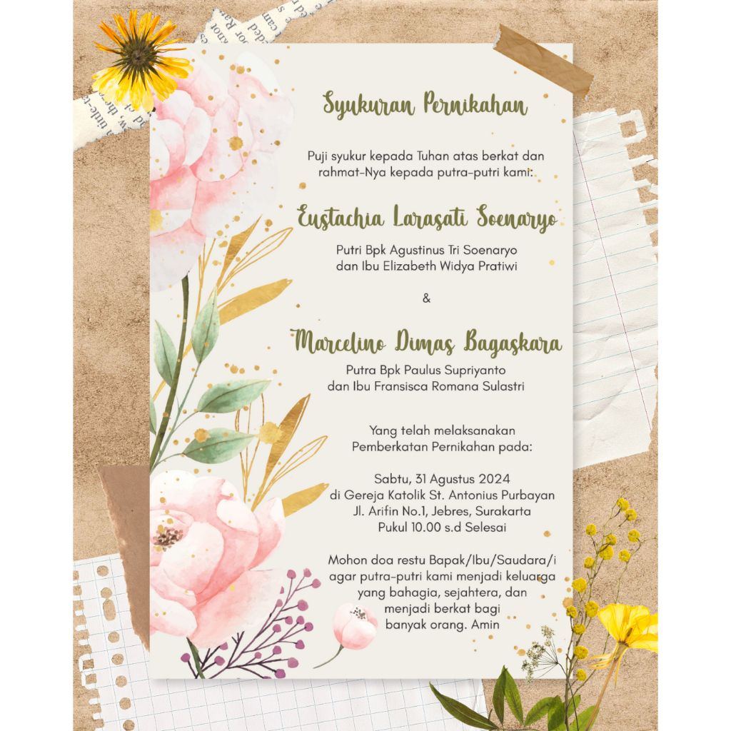 Kartu Ucapan Syukuran Pernikahan / Kartu Tasyakuran Pernikahan / Kartu Ucapan Pernikahan / Kartu Ham