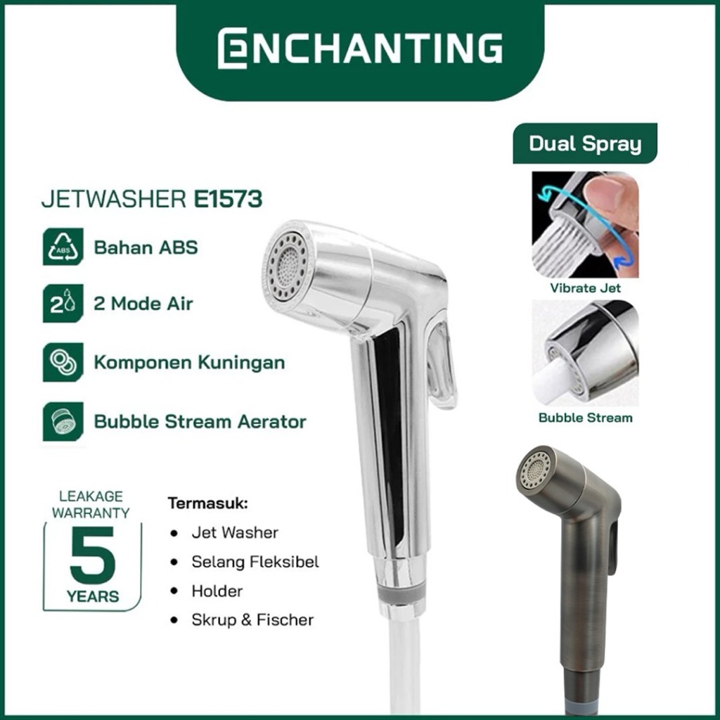 Toilet Shower Jet Washer Europe Enchanting E1573 Dual Spray Chrome dan Gun Metal
