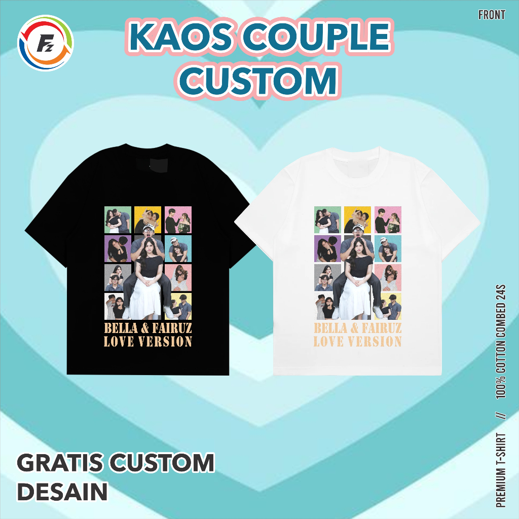OOTD Kaos couple custom foto pria wanita baju couple pasangan T-shirt couple