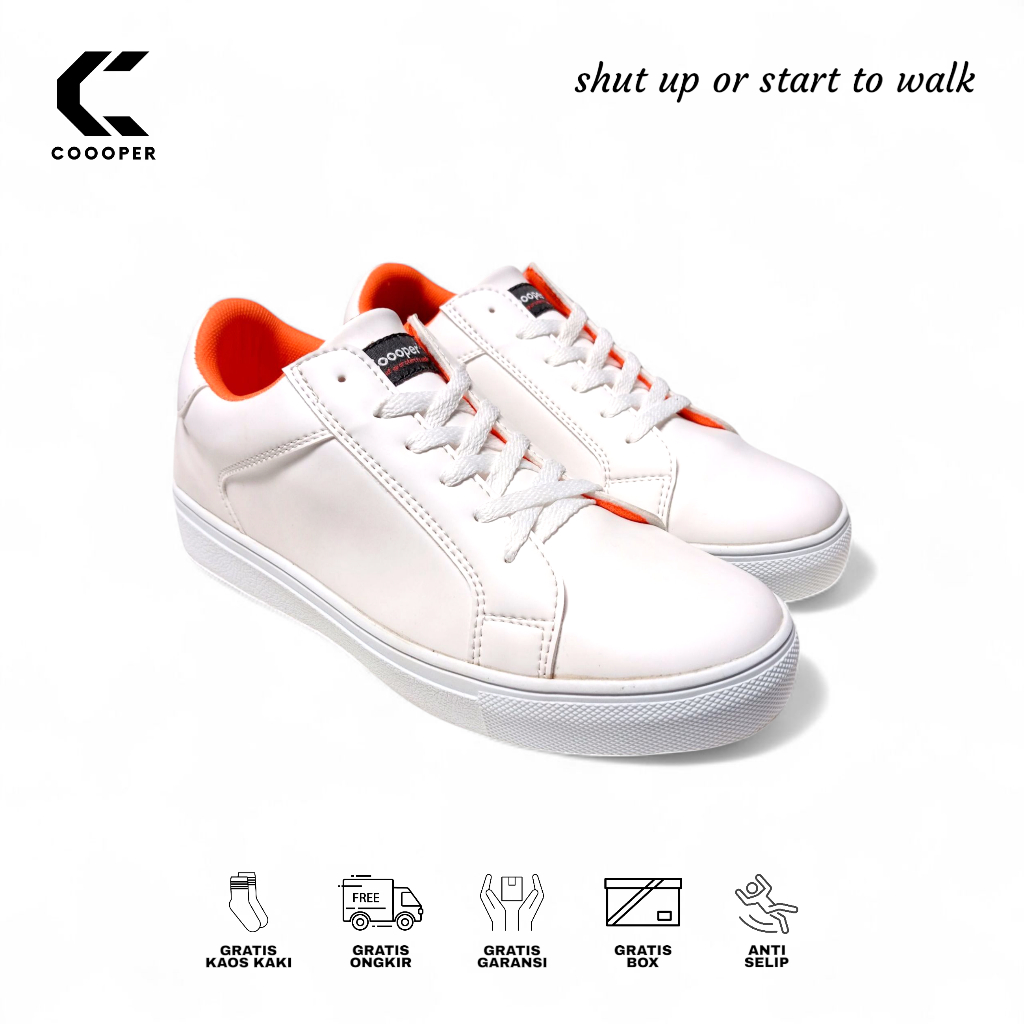 COOOPER FOOTWEAR NAIROBI FULL WHITE - Sepatu Sneakers Casual Pria Putih