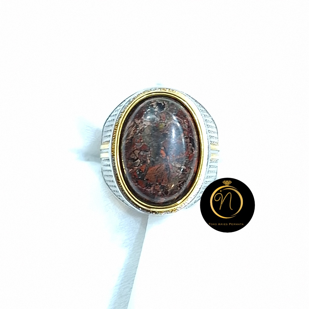 Cincin Batu Akik Ati Ayam Serat Coklat Super Mewah dan Super Elegant Dim 13x18