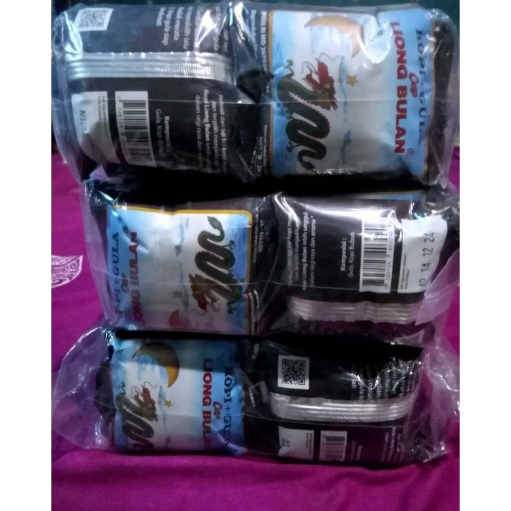 

kopi liong bulan 3pak (6renceng 60sachet) kopi hitam kopi gula khas bogor