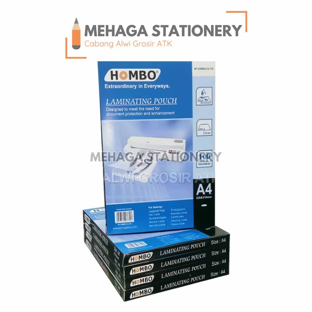 

Plastik Laminating Film Hombo Ukuran A4 (225 x 310 mm) 100 Micron | 1 Pack