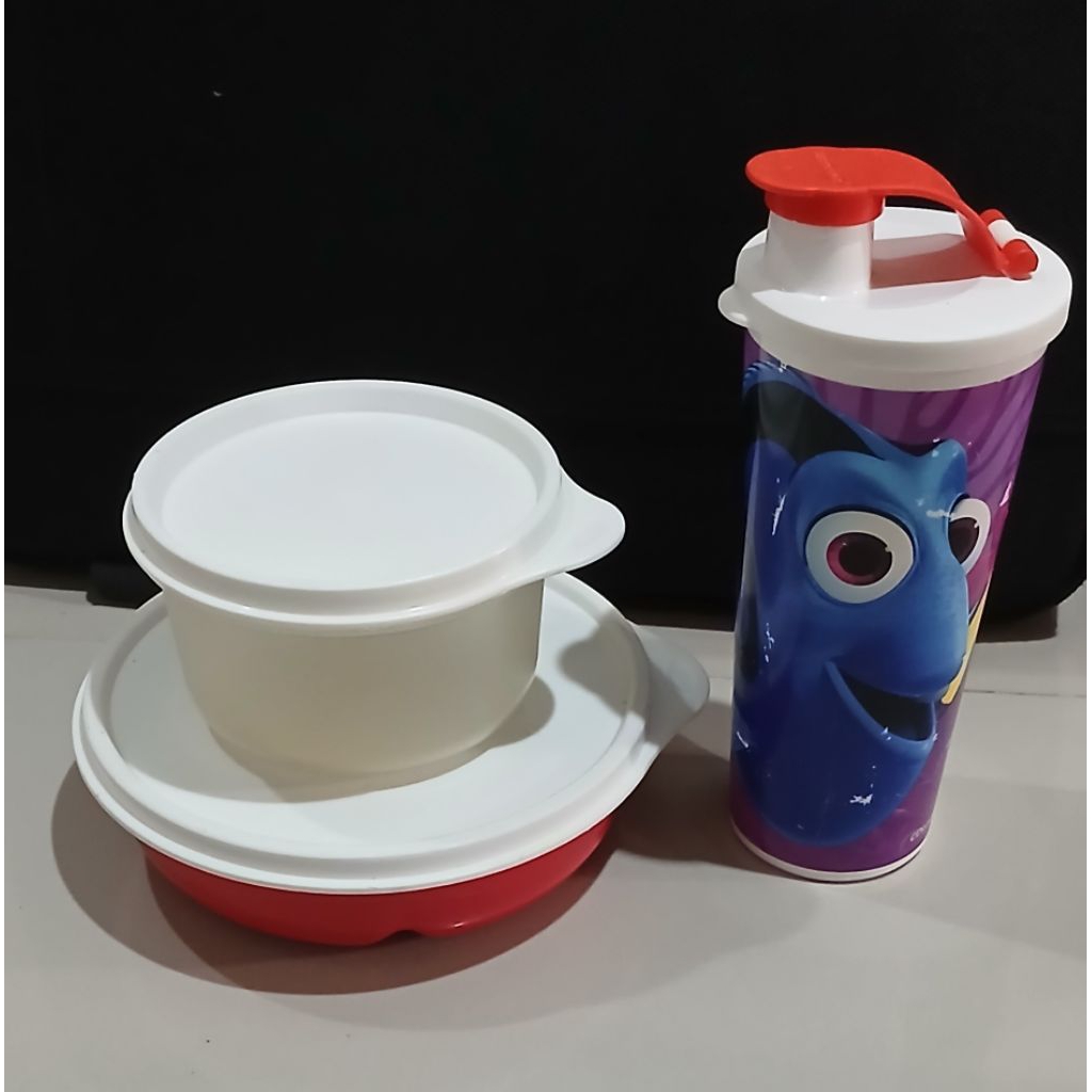 set tempat cwl mini +bowl kcl+tumbler dori tupperware prelove