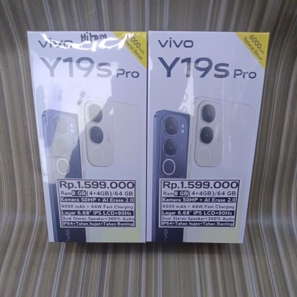 VIVO Y19s Pro RAM 8GB(4gb+4gb)/64GB Rom, Kamera Utama 50MP, 6000mAh 44Wat