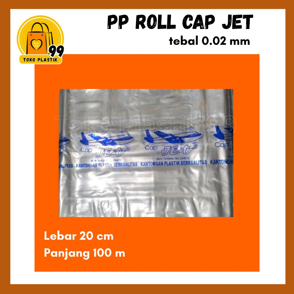 PROMO  (100 Meter) Plastik PP Roll Cap Jet Tebal 0.02 mm Lebar 20cm / Plastik Roll Tempe / Plastik C