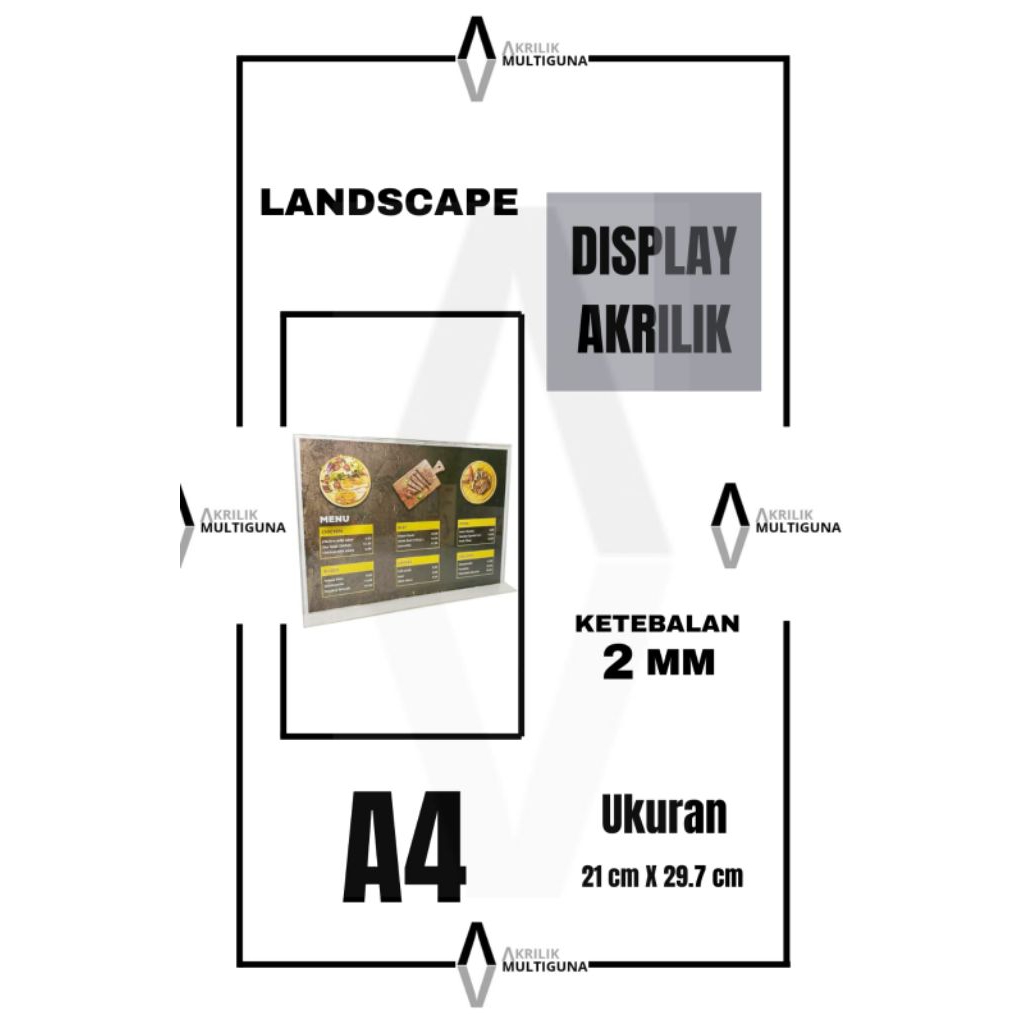 

Tempat Brosur Display Menu Landscape Akrilik Acrylic Menu Qris Ukuran A4 Tebal 2mm
