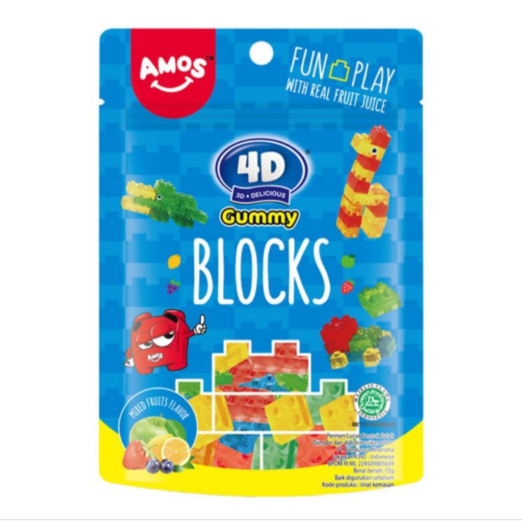 

Amos 4D Permen Jeli 3D Bentuk Balok 72 g