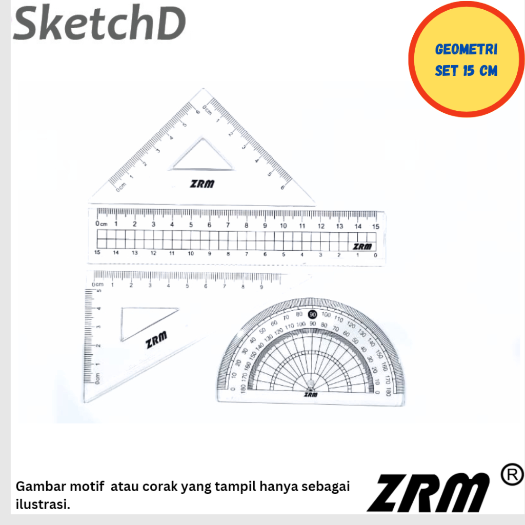 

Mistar Penggaris Geometri Set ZRM ZR4S Ruler Garisan Segitiga Busur derajat