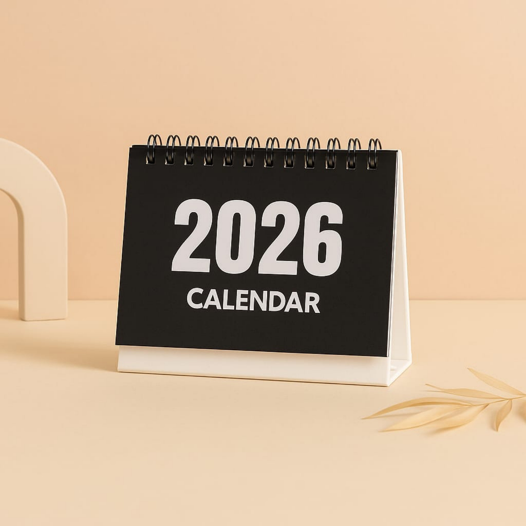 

Kalender Meja 2026 A6 Landscape Desain Minimalis Custom Cover Murah