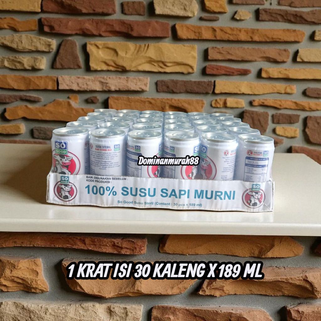 

SO GOOD SUSU SAPI STERIL KEMASAN 189 ML ( ISI 30 KALENG ) / SUSU SAPI
