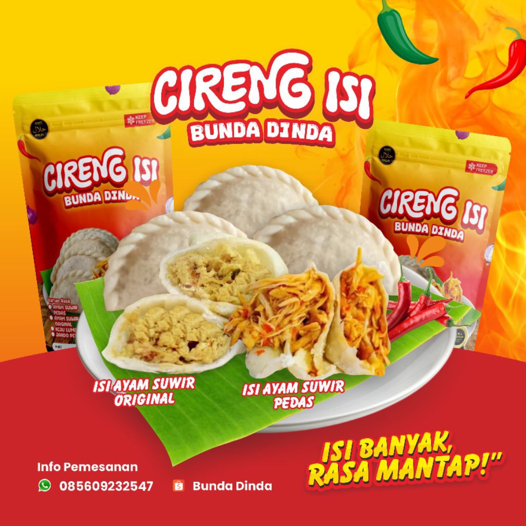 

Cireng isi ayam suwir pedas 1 pack (5 pcs) Gratis saus pedas