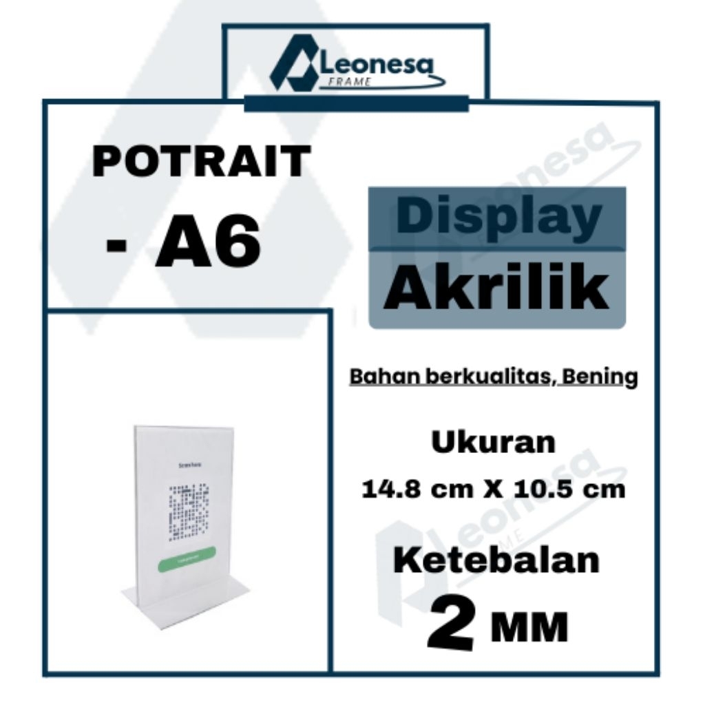 

Tempat Brosur Display Menu Standing Akrilik Acrylic Tempat Brosur/Menu/Qris Ukuran A6 Tebal 2mm