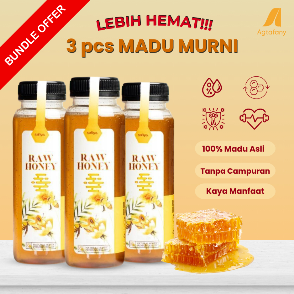 

[Paket Hemat] Bundling 3 pcs Madu Murni Safiya 650 gr Madu Alami 350 gr Raw Honey Multiflora Pure Natural Minuman Herbal Premium Kesehatan