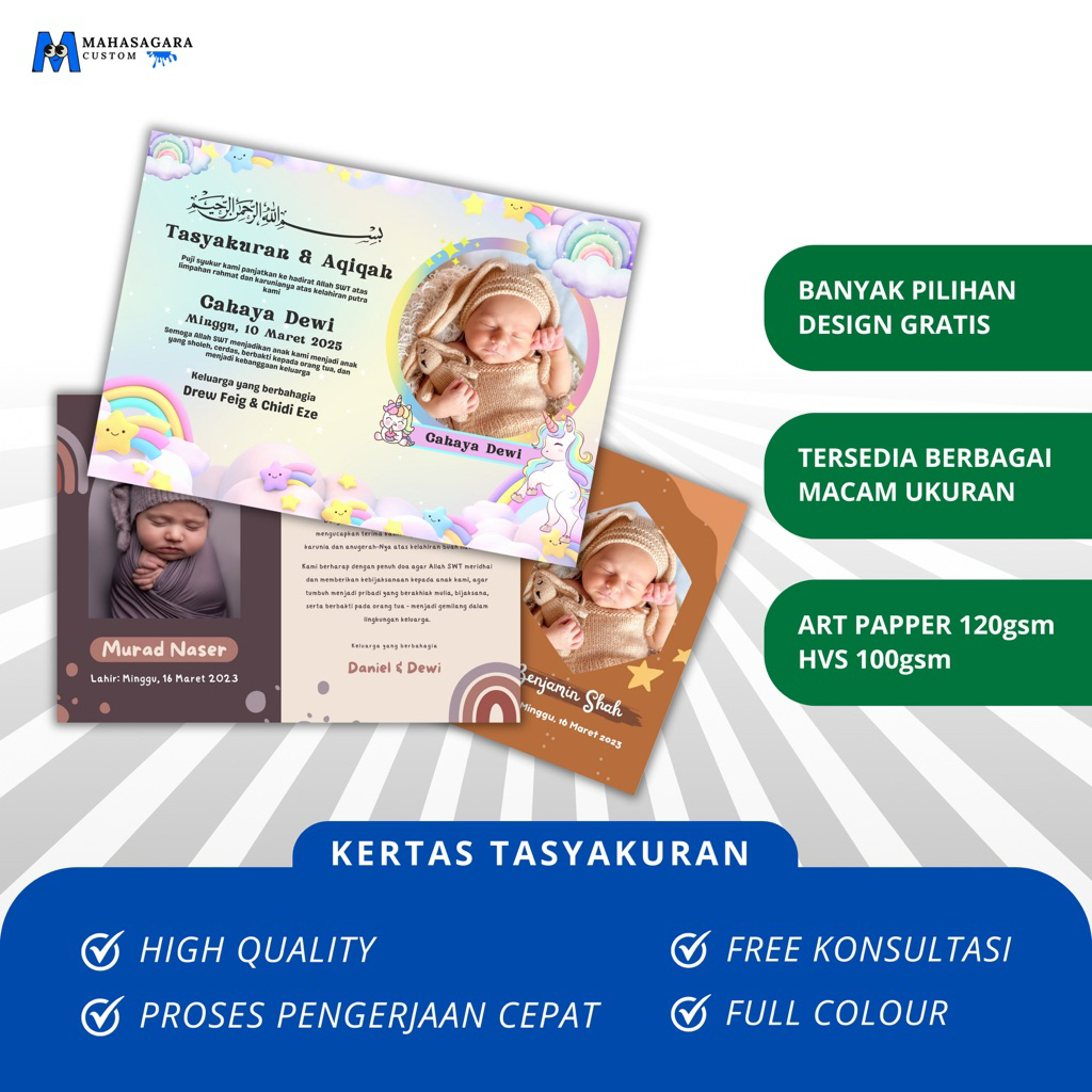 

Kertas Aqiqah Tasyakuran Ukuran A5 A6 A7, Kertas Tasyukuran Aqiqah, Kertas HVS tebal