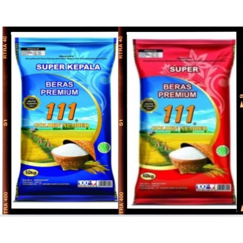 

medan, beras premium golden number 111 biru + golden number 111 merah @10kg