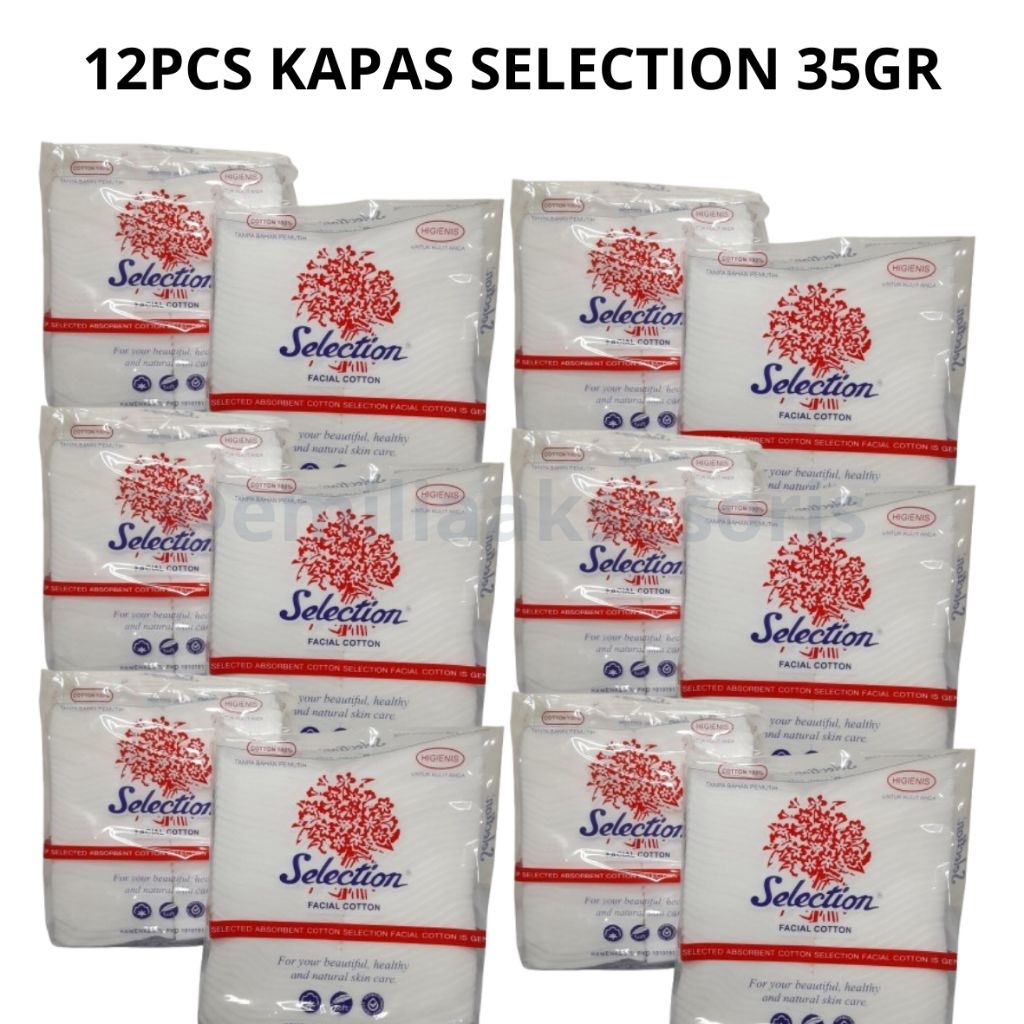 (12pcs / 6pcs) 1 LUSIN Kapas Selection 35gr / Kapas Wajah Selection