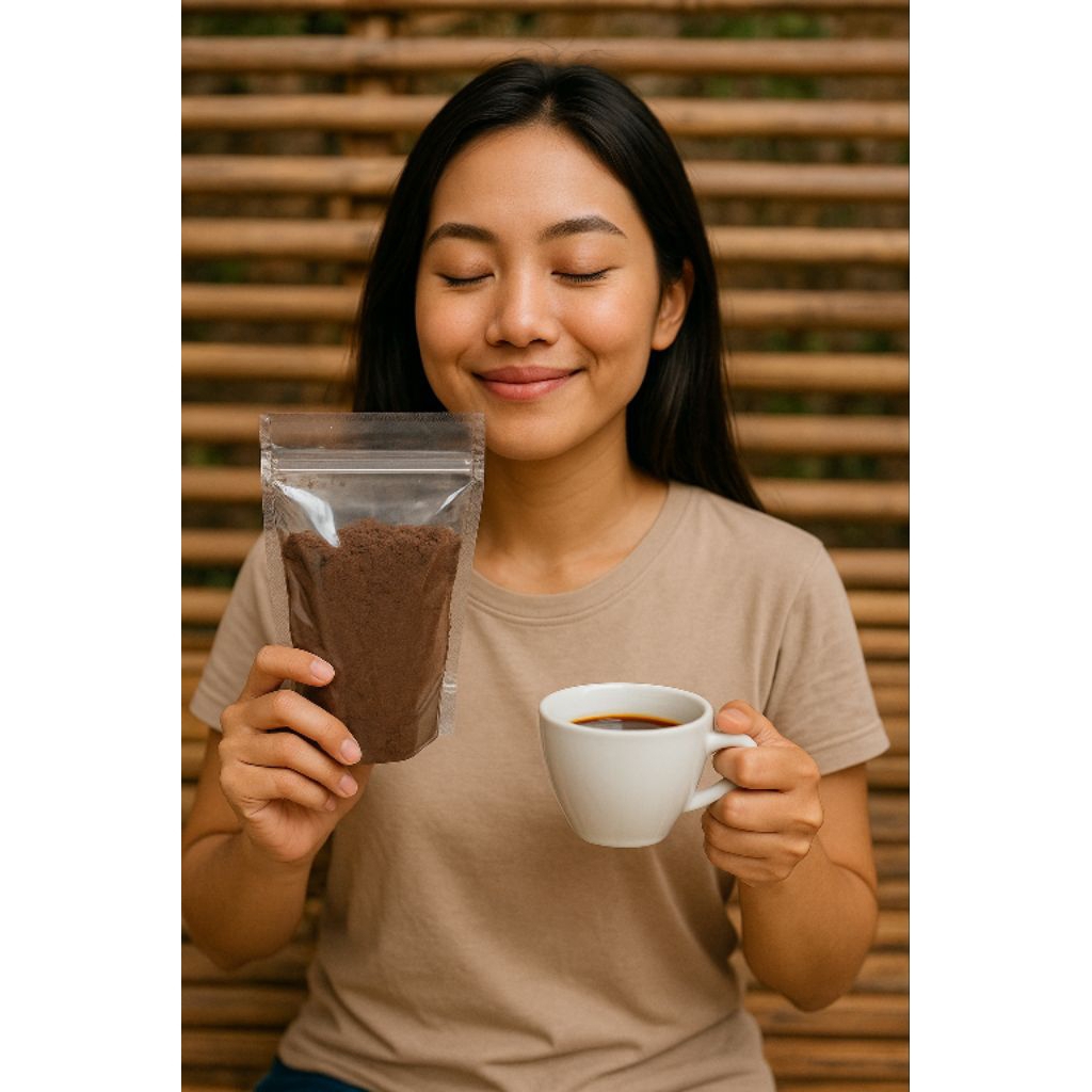 

kopi bubuk hitam robusta dengan aroma khas sangrai tradisional