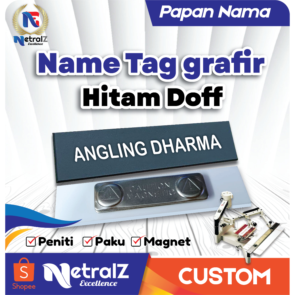 

Name Tag HITAM DOFF / Gravo Hitam Doff Bahan Acrilik / Nametag Custom / Name Tag Pdh/Pdl