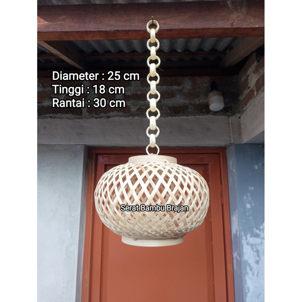 Kap Lampu Gantung Elips Mini | Hiasan Kap Lampu Bambu | Lampu Hias | Lampu unik | Lampion | Lampu Un