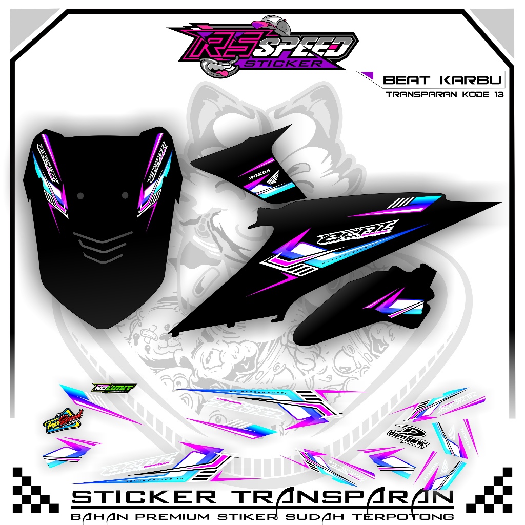 STRIPPING BEAT KARBU 2010 VARIASI STIKER BEAT KARBU 2010 UV TRANSPARAN KODE 13 BAHAN PREMUM