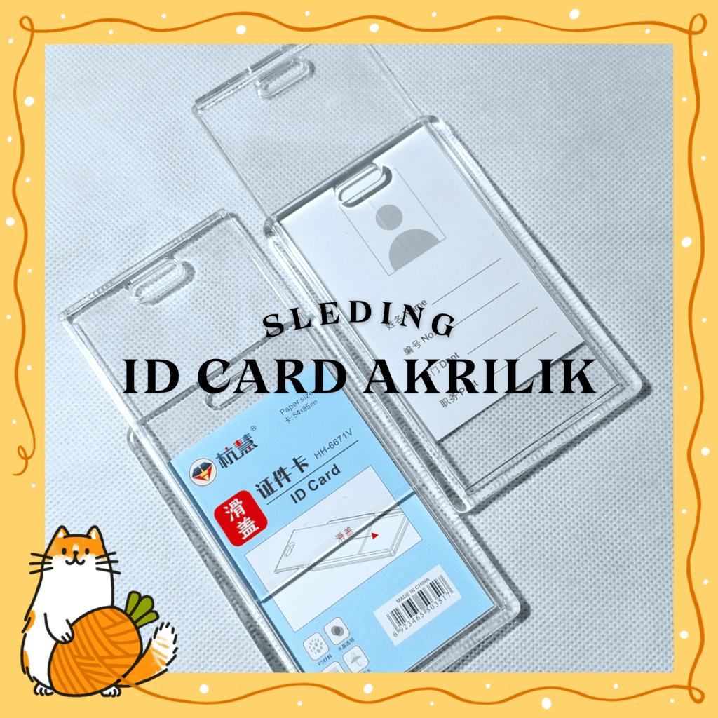 

ID Card Sleding Transparan 2 sisi Akrilik / Holder ID Card Sleding / Putih Bening