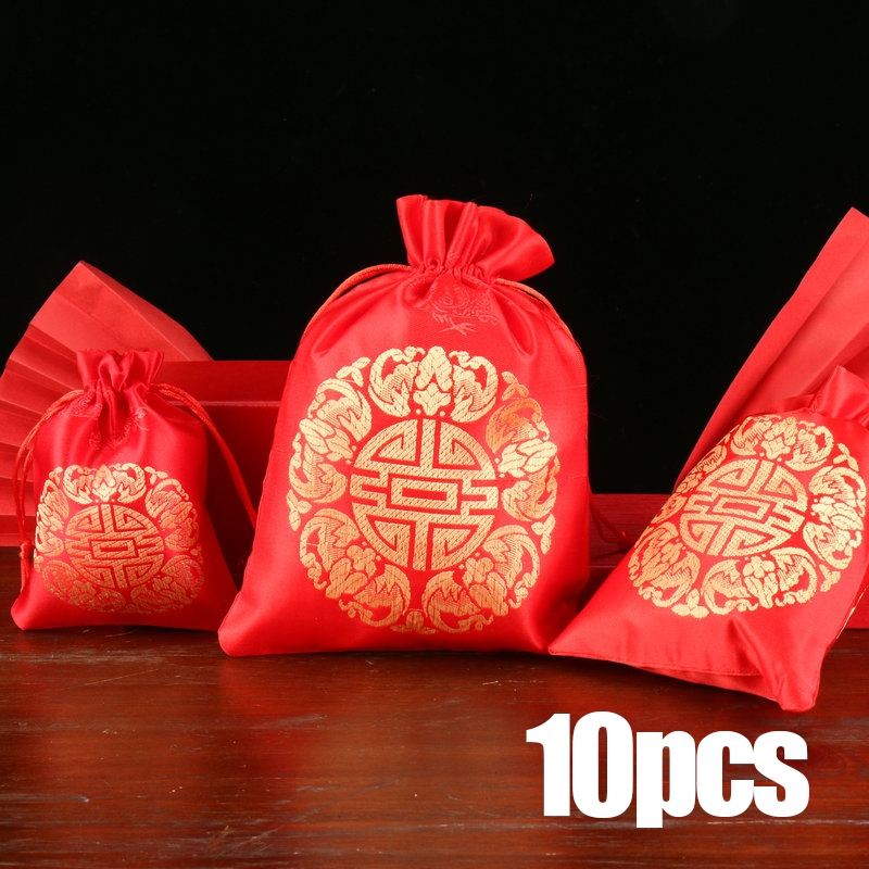 

Kantong Serut Suvenir Pernikahan Tionghoa 10 Buah - Motif Shuang Xi untuk Hadiah & Menyimpan Permen