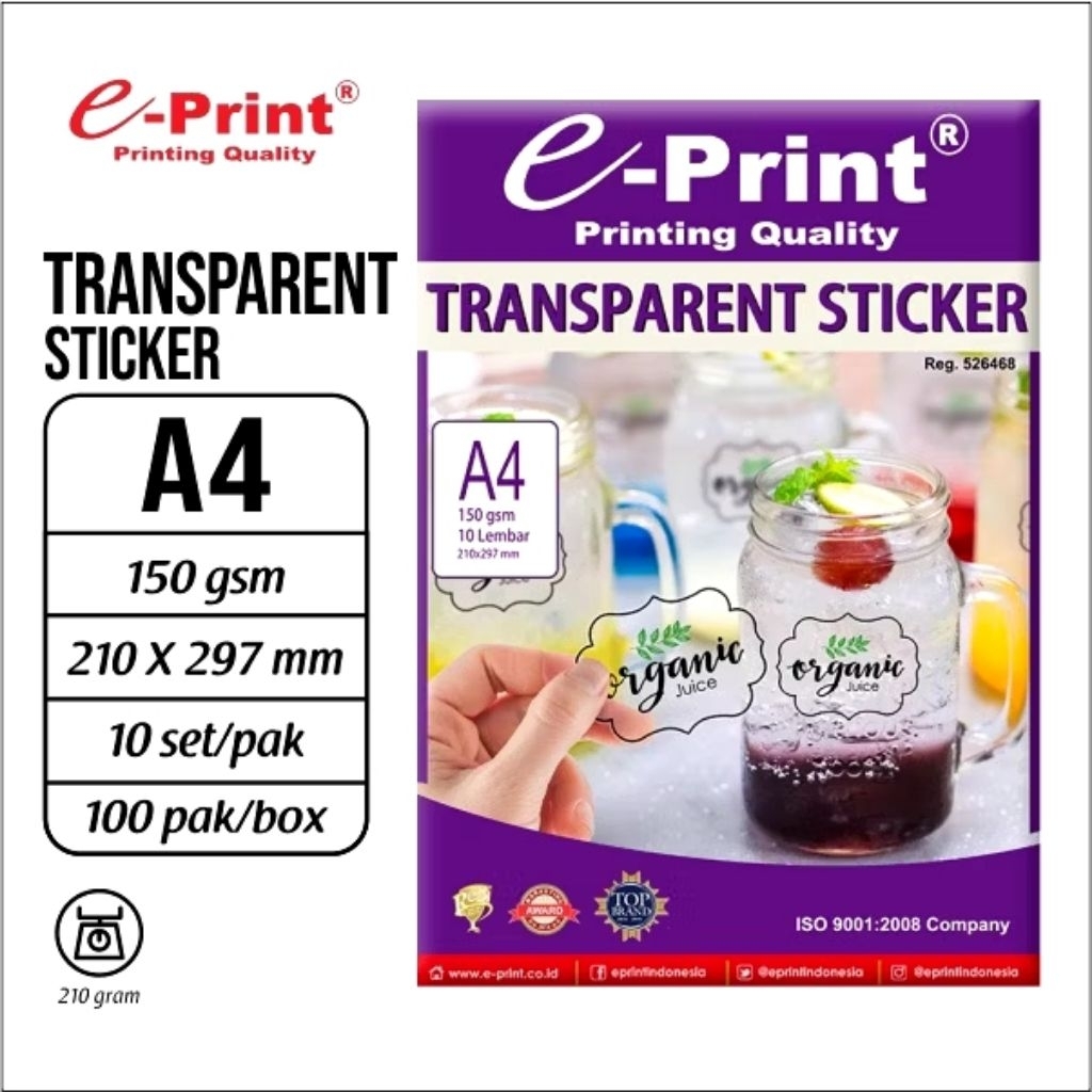 Kertas foto e-print transparent stiker