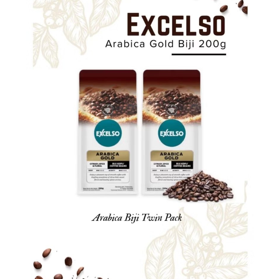 

EXCELSO ARABICA GOLD BIJI 200G TWIN PACK ( isi 2 pack)