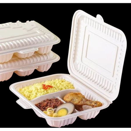 Meal box sekat 4 box88 Merak Warna Cream isi 20 pcs