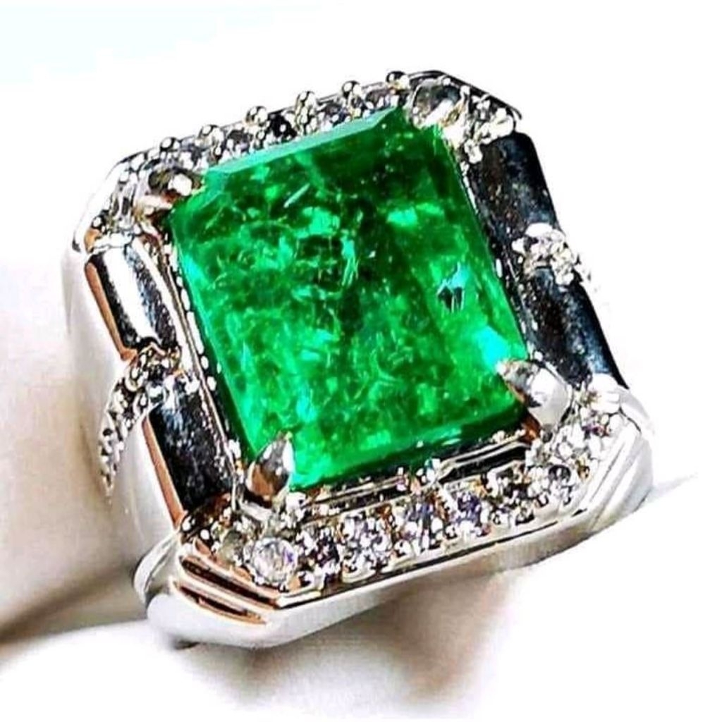 Cincin Permata Zamrud Colombia Asli Chatam Top Kualitas Super HQ