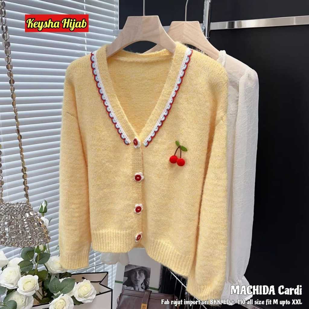 Machica cardi wanita jumbo ld 110 rajut ori bkk cardigan atasan sweater polos adem premium original