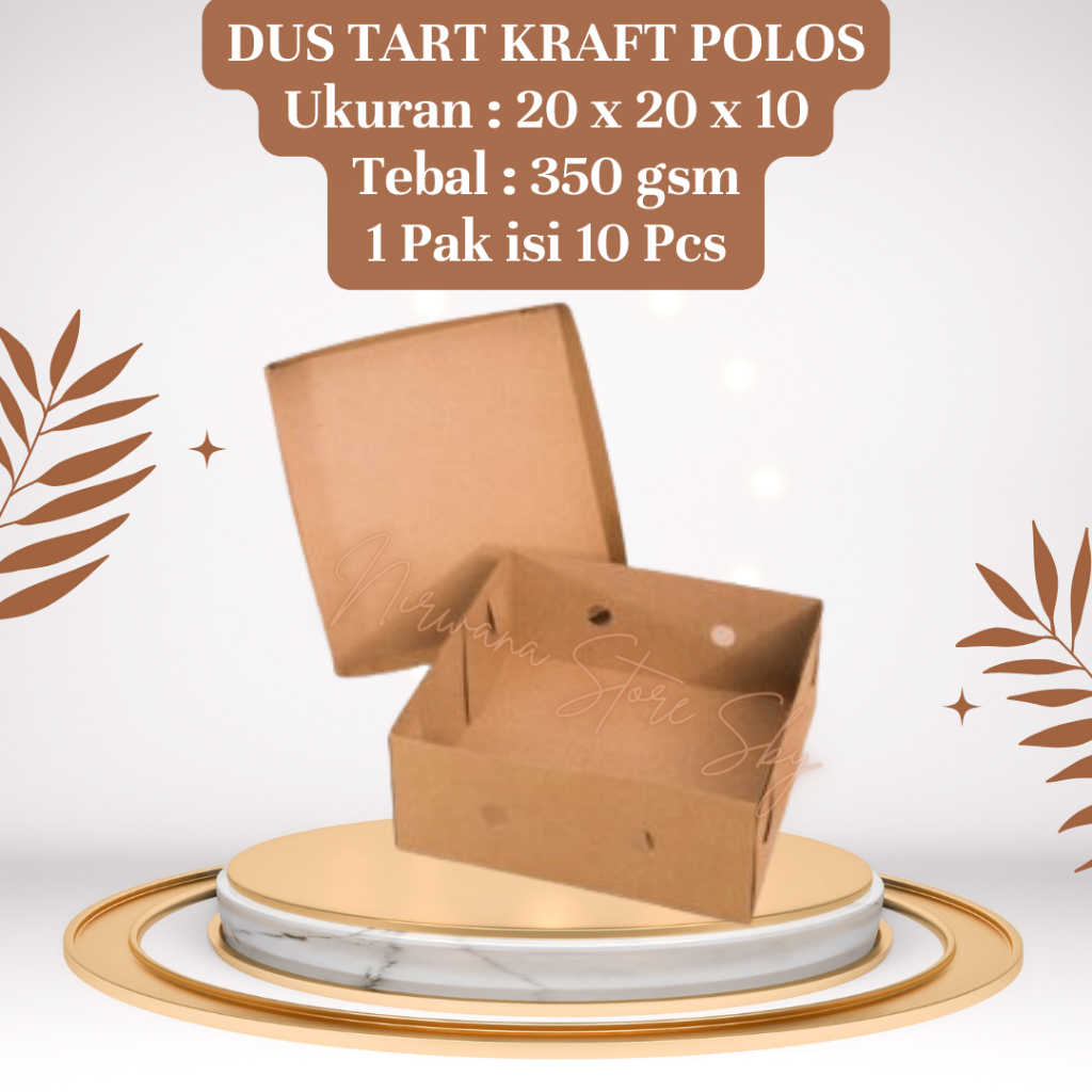 

(10 Pcs) Dus Tart Kraft Coklat Polos 20x20x10 / Dus Kue / Box Puding