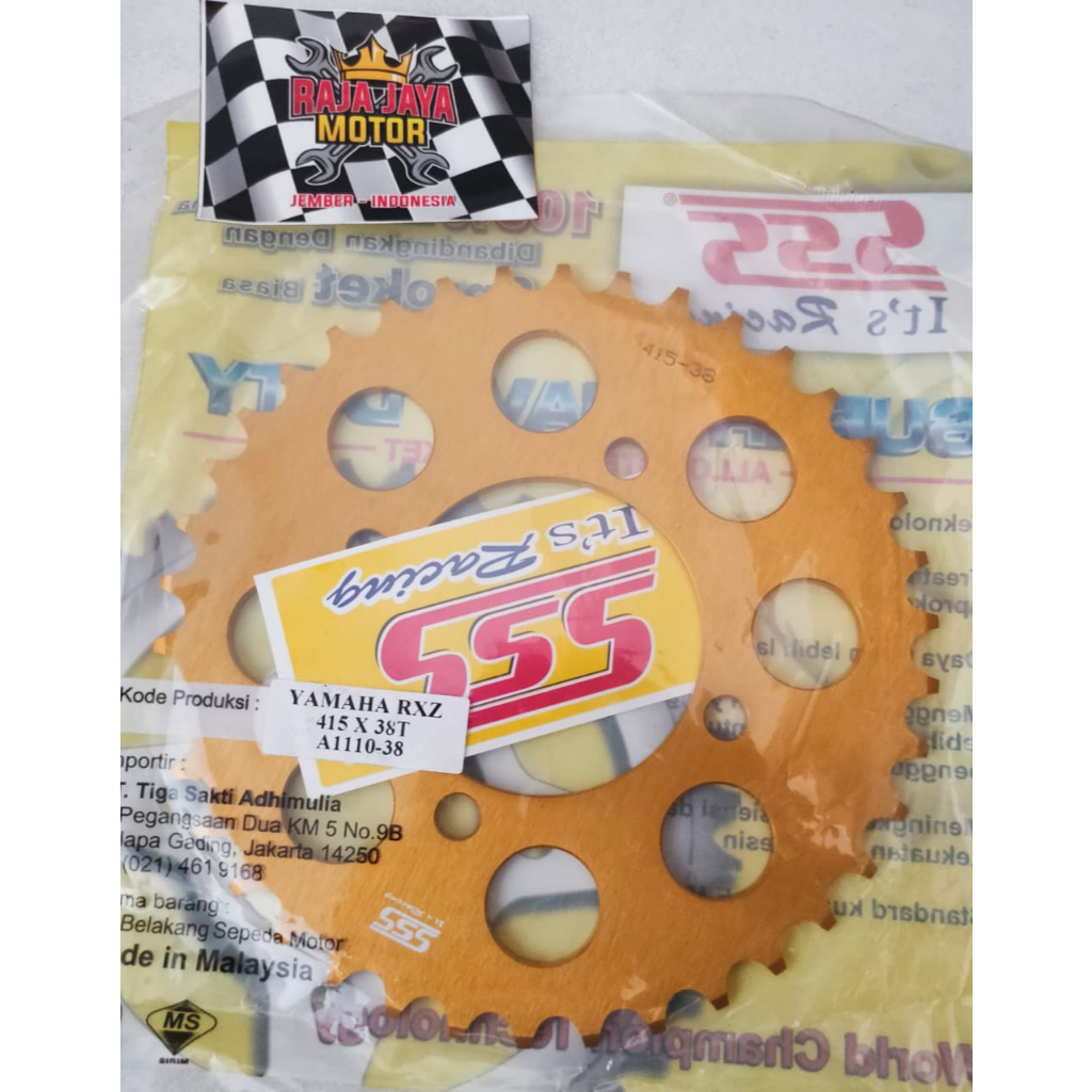 gear gir belakang sss almini almunium gold kuning emas ukuran 415 38 yamaha rxz jupiter vega f1zr f1