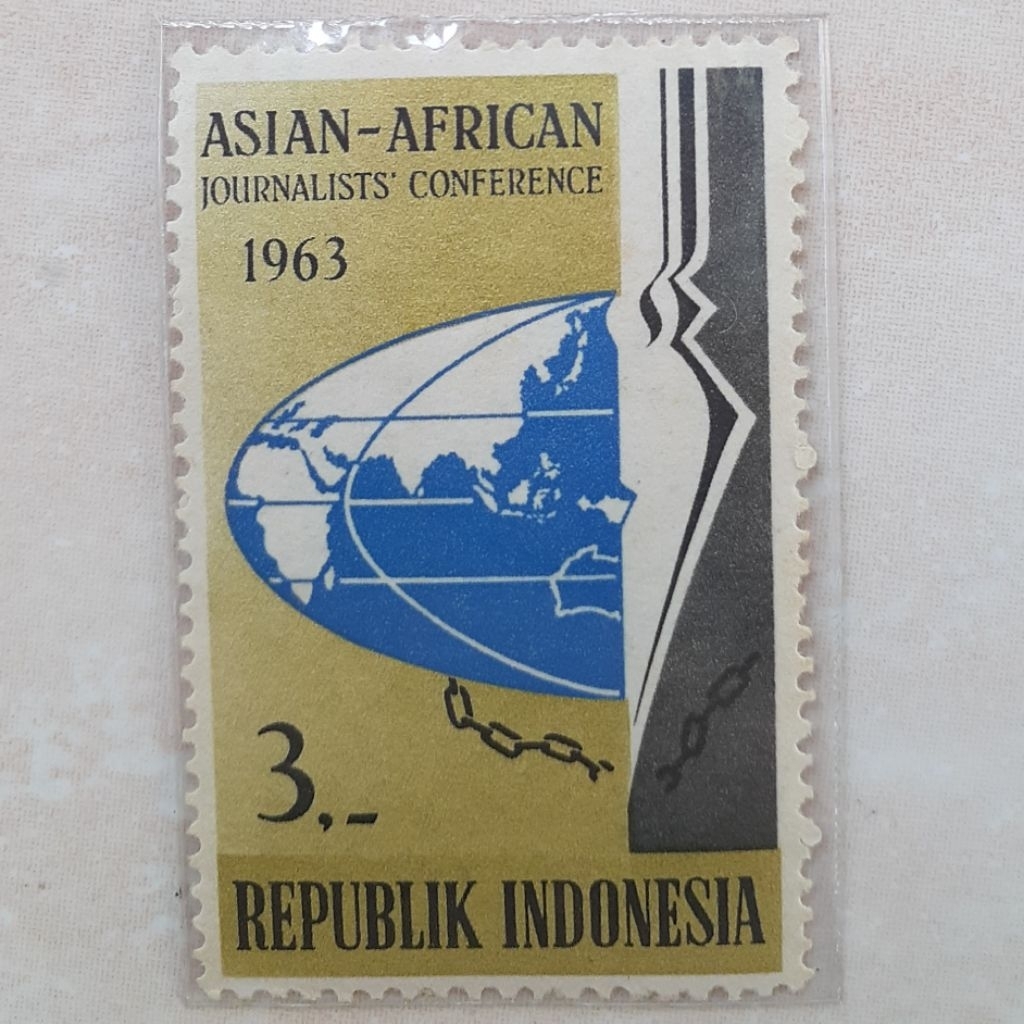 

(ID2) Perangko Indonesia Konferensi Wartawan Asia Afrika (Rp 3) Tahun 1963