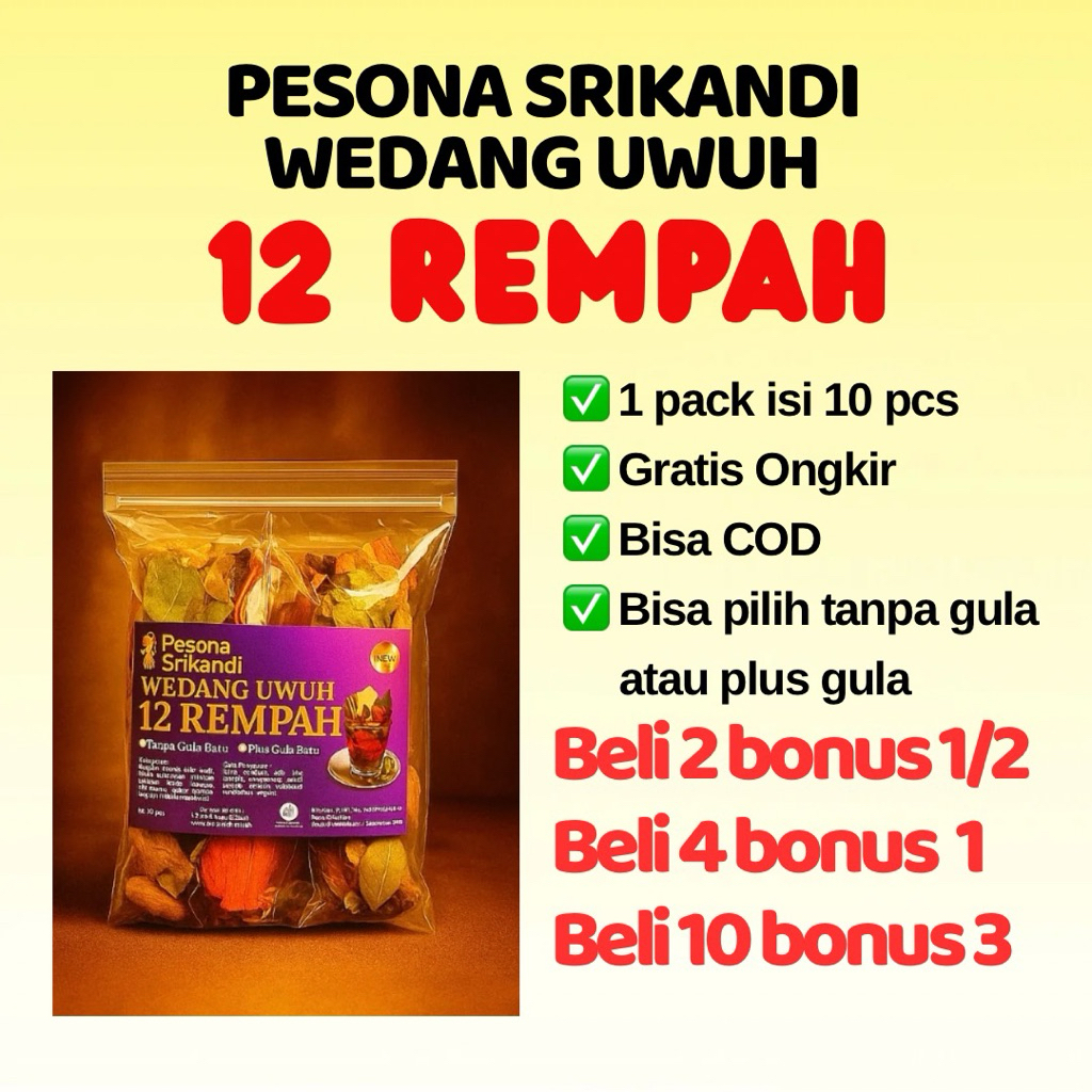 

Paket 10 pcs Wedang Uwuh Pesona Srikandi 12 Rempah