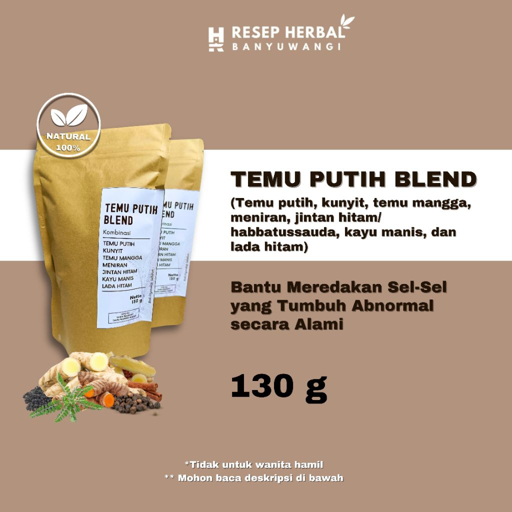

Temu Putih Blend (Temu Putih, Kunyit, Temu Mangga, Meniran, Jintan Hitam/Habbatussauda, Kayu Manis, Lada Hitam)
