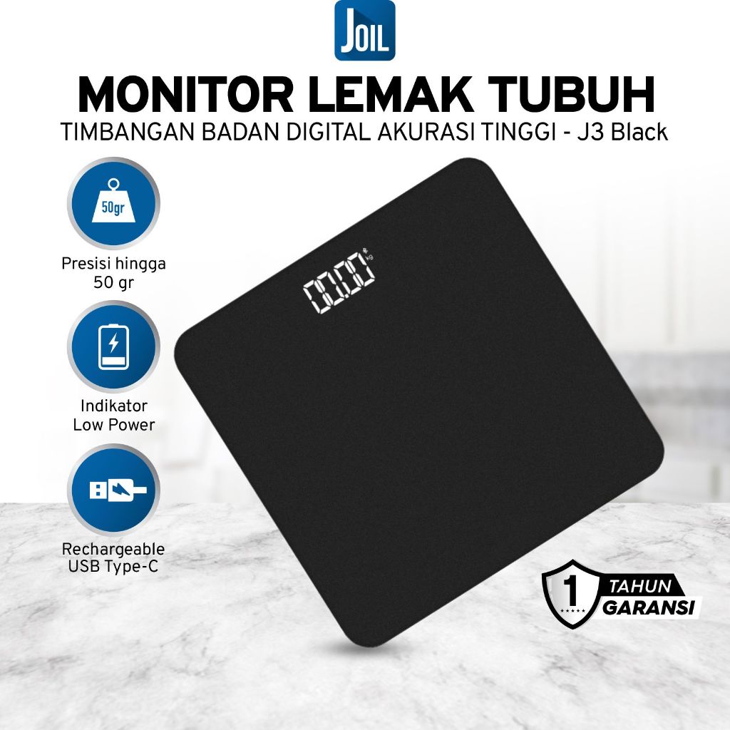 Berosa_shop - Joil Timbangan Badan Digital Body Scale Tempered Glass Auto Calibration J3