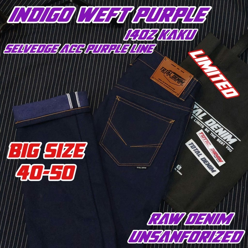 total denim BIG SIZE indigo weft purple selvedge acc raw denim