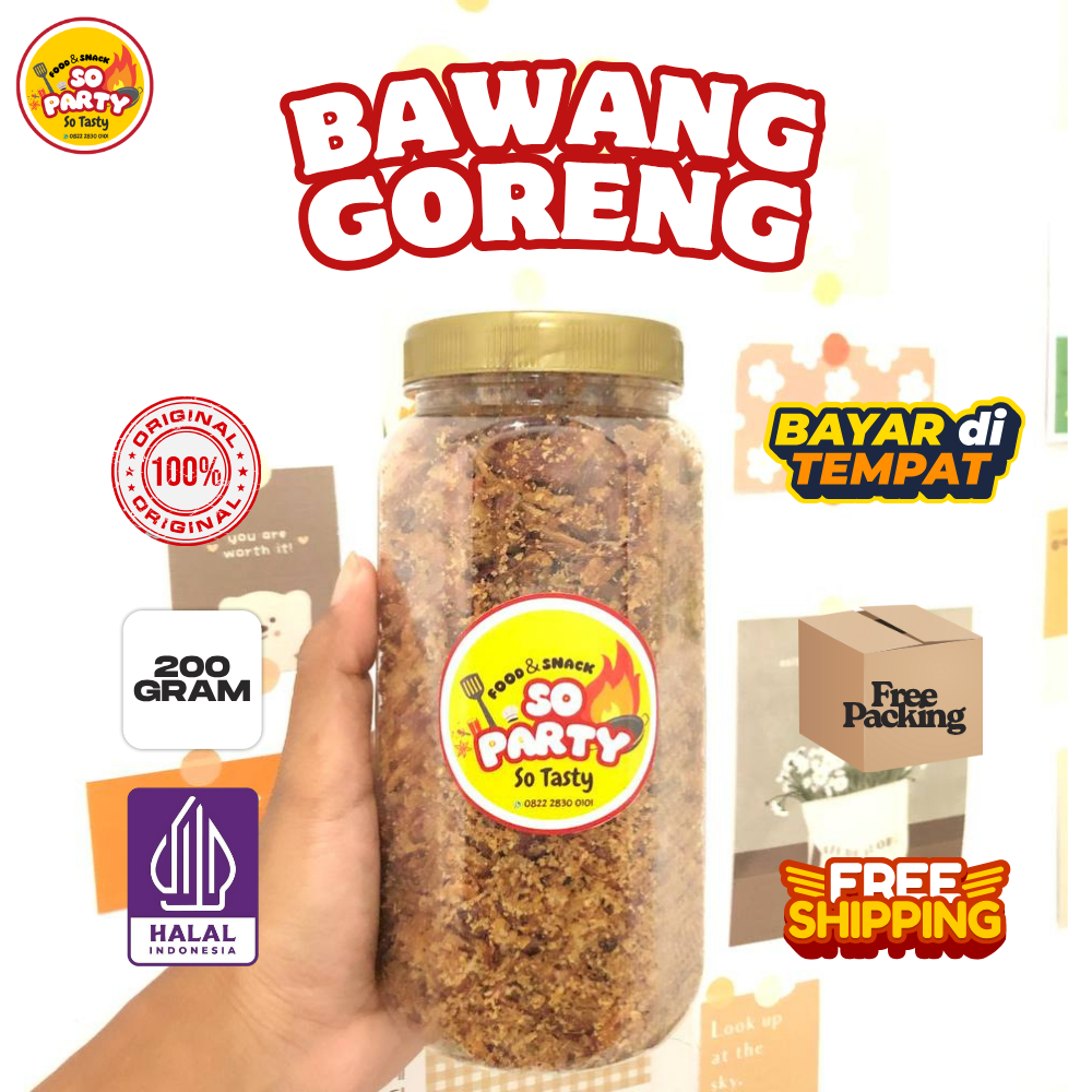 

SOPARTY Bawang Goreng Kriuk Gurih – 200 Gram Murni Tahan Lama Khas Nganjuk Higienis Cocok Usaha Kuliner