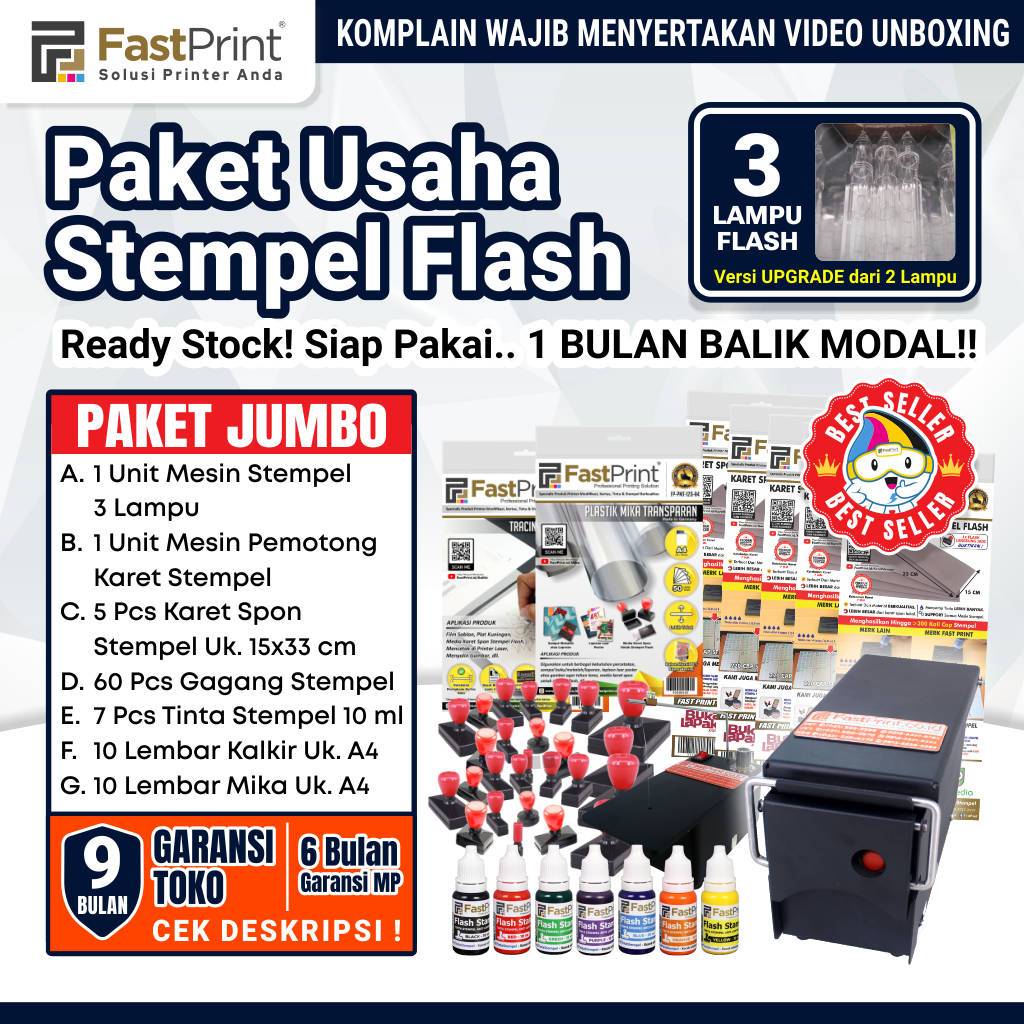 

Paket Jumbo Mesin Stempel Flash Premium Plat Besi 3 Lampu